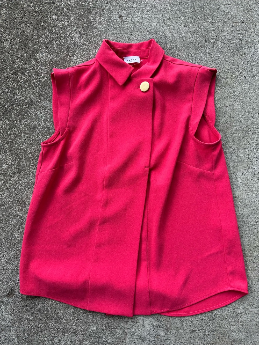 Argent Collared Sleeveless Button Blouse Top